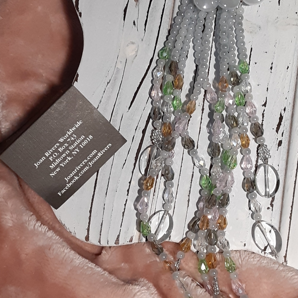 NWT Joan Rivers pale blue rose beads necklace - Picture 3 of 15